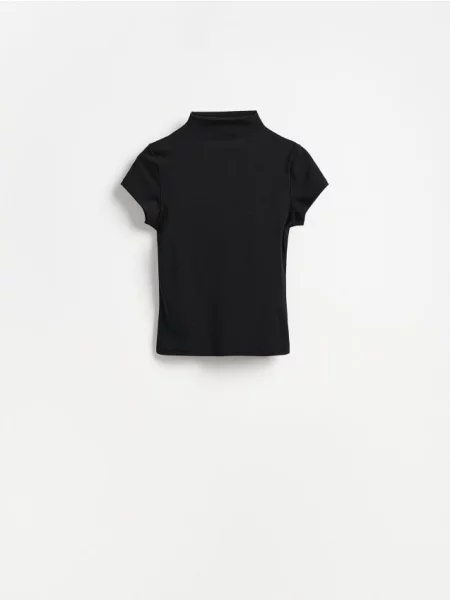 Reserved Tricou cu guler perkins negru