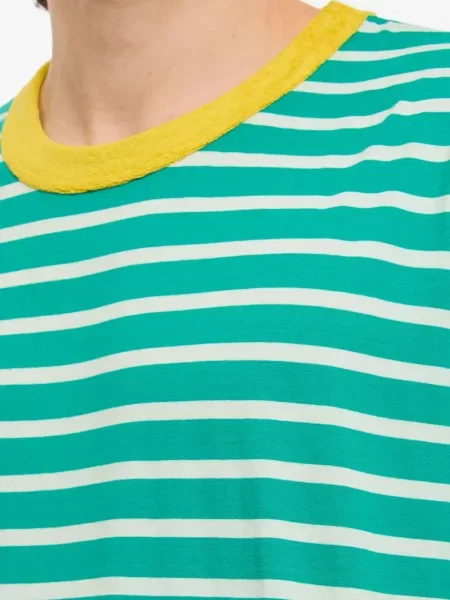 Tricou Howlin' cu dungi cu imagine cu decolteu rotund verde
