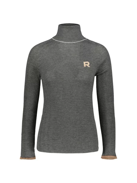 Top Rochas cu broderie cu dungi tricotate negru
