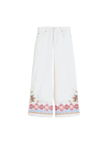 Weekend Max Mara jeansy wide leg ADUNCO białe