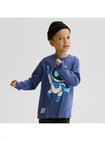 Reserved Tričko s dlouhým rukávem Astro Bot tmavomodrá