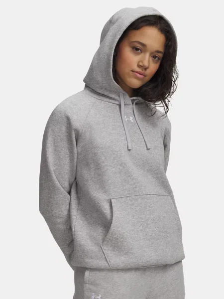 Fleecová mikina s kapucňou Under Armour s kapucňou sivá