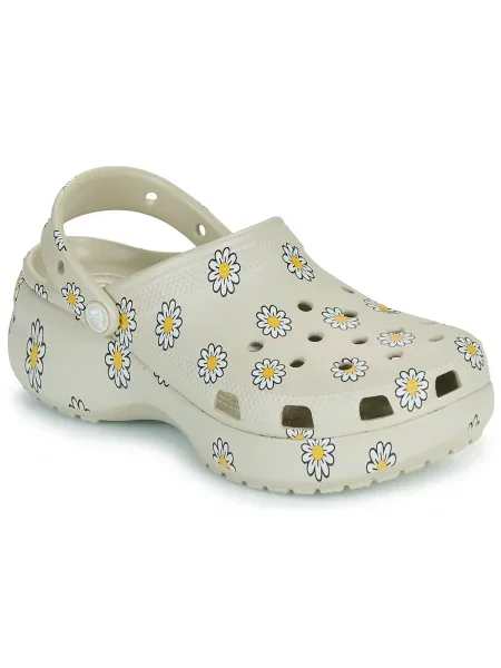 Pantofi Crocs cu model floral cu platformă clasici bej