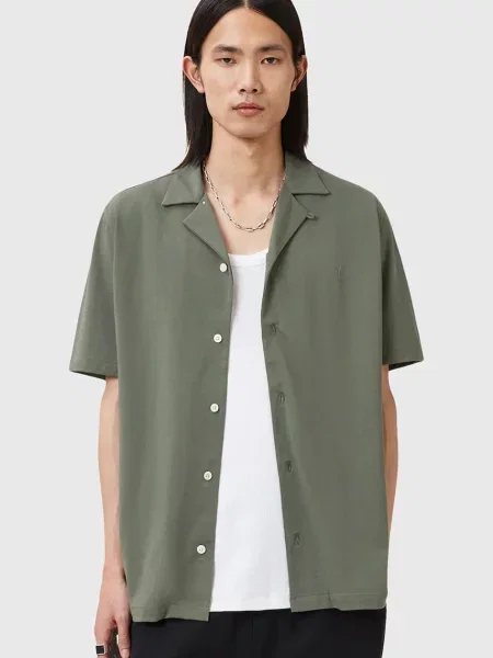 Риза AllSaints HUDSON със свободна кройка бяло