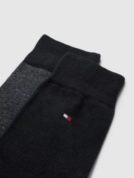 Skarpety z detalami z logo w zestawie 2 szt. model ‘Birdeye’ Tommy Hilfiger czarne