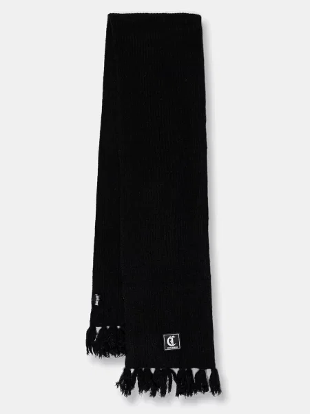 Šal s dodatkom vune Just Cavalli melanž crna