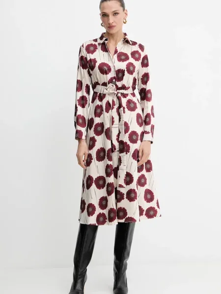 Сукня Marella Emme by Marella midi розкльошена бежевий
