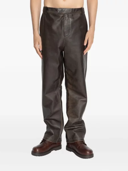 Pantaloni Represent din piele maro