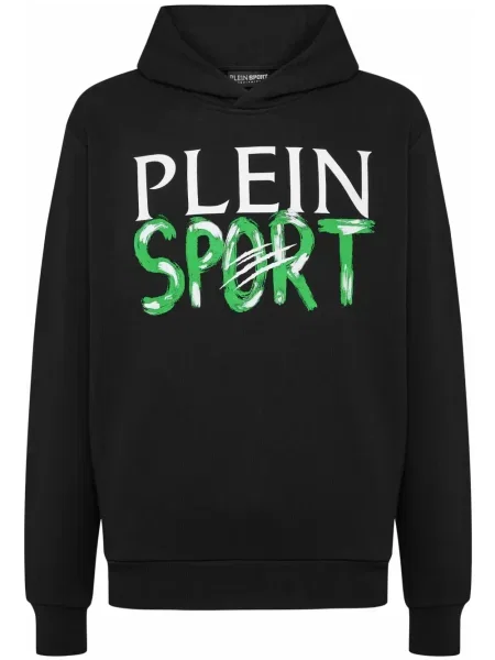 Hanorac cu glugă Plein Sport cu imagine negru