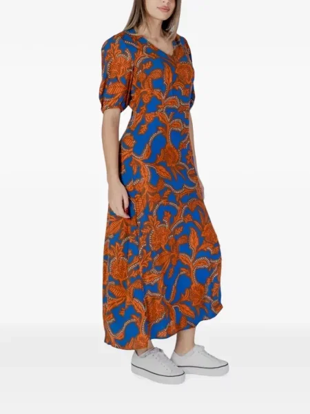 Rochie maxi B.young cu model floral cu imagine albastru