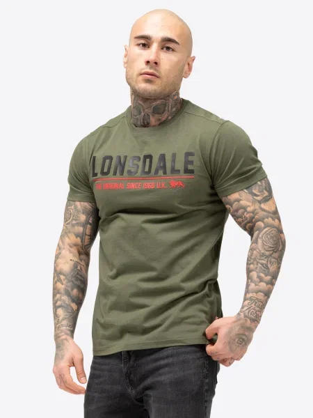 LONSDALE Tričko Crantock olivová / grenadínová čierna