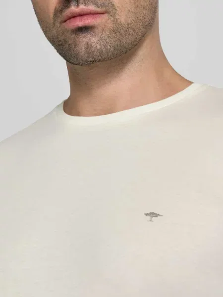 T-shirt z okrągłym dekoltem i wyhaftowanym logo Fynch-hatton biała