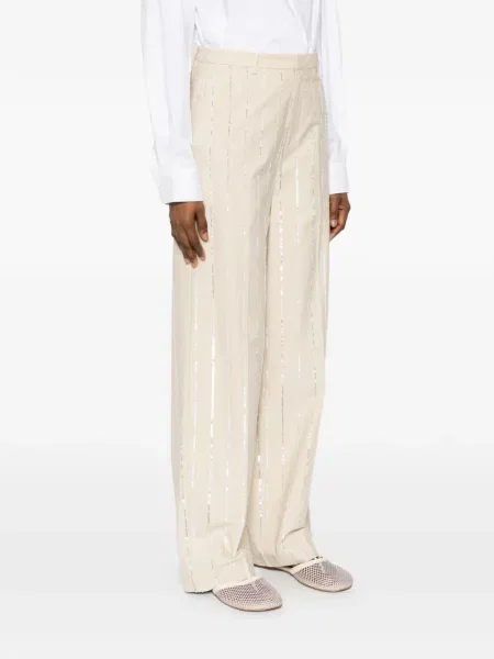 Pantaloni Isabelle Blanche cu paiete