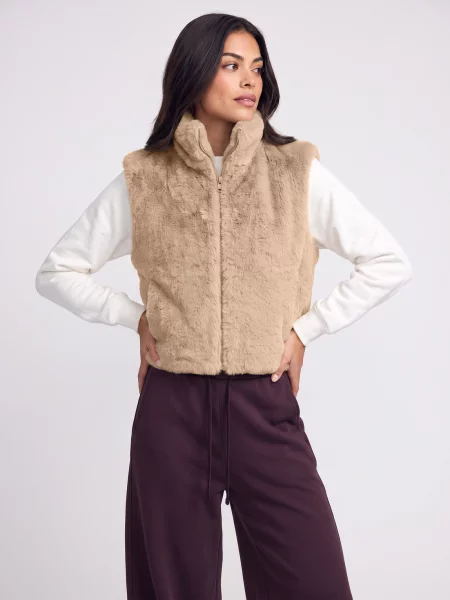 Blană artificială vestă Only bej