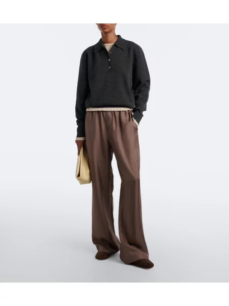Tricou polo Róhe de lână gri