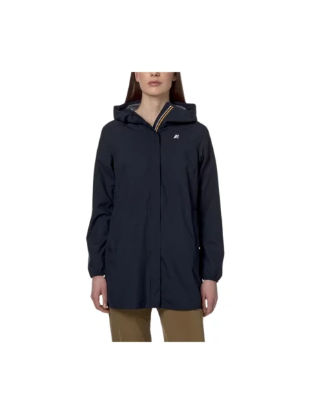 Kurtka K-way w grochy ze stretchu niebieska