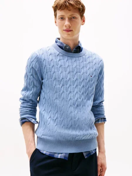 Tommy Hilfiger sweter Mężczyźni drobna dzianina jednolity XXL niebieski