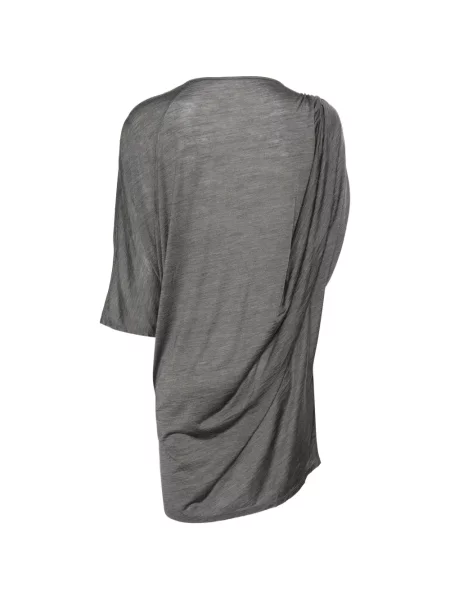 Tricou Less asimetric drapate gri