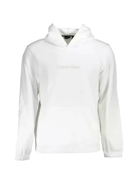 Hanorac cu glugă Calvin Klein cu imagine alb
