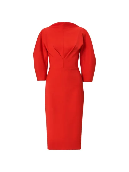 Rochie midi Carolina Herrera cu funde drapată roșu