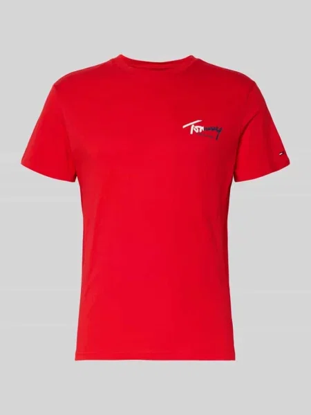 T-shirt o kroju regular fit z czystej bawełny Tommy Hilfiger Jeans czerwona