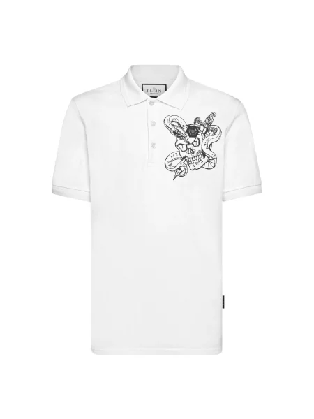 Koszulka polo Philipp Plein w wężowy wzór biała