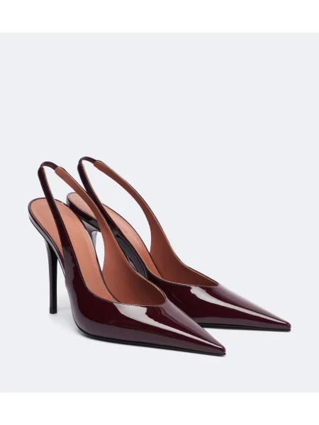 Pantofi cu toc Amina Muaddi din piele de lac slingback