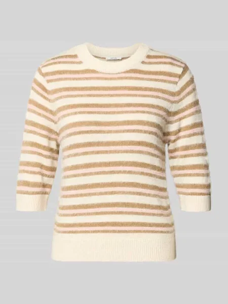 Sweter z dzianiny z prążkowanymi wykończeniami Opus różowy