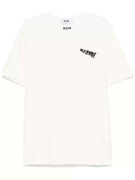 Tricou Msgm cu broderie alb