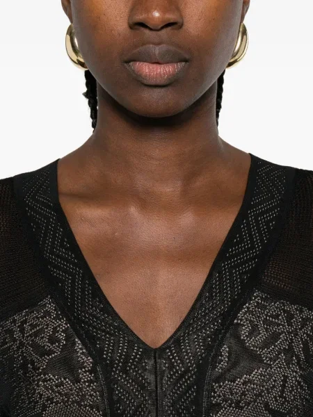 Rochie maxi Twinset cu decolteu în V de costum negru