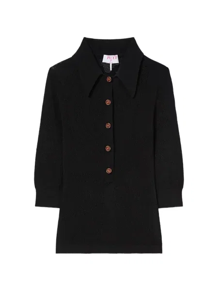 Tricou polo Pucci din jacard negru