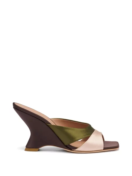 Sandale Malone Souliers din satin cu pană maro