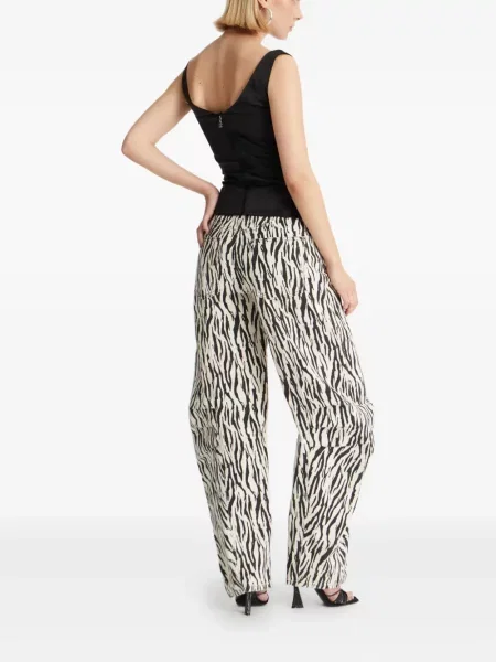 Spodnie Rotate Birger Christensen z nadrukiem w zebrę z twillu białe