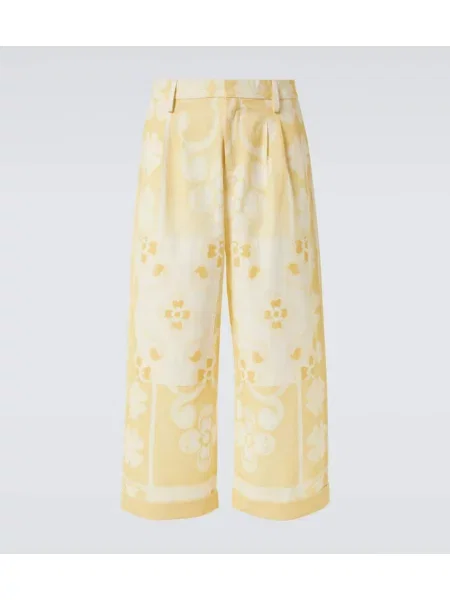 Svilene hlače Commas s potiskom rumena