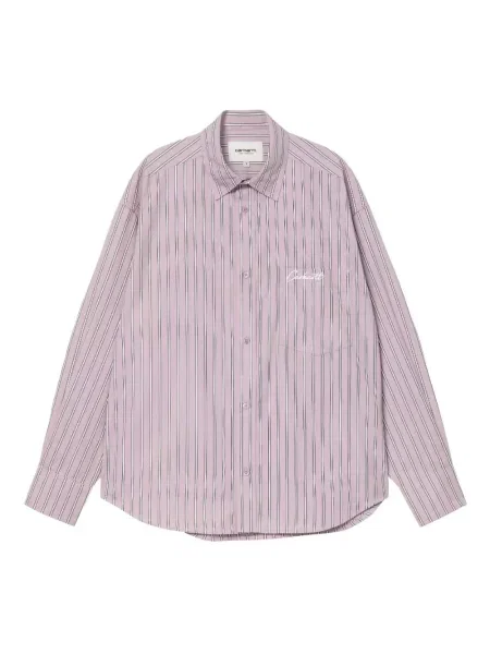 Cămașă Carhartt Wip cu broderie cu dungi roz