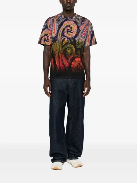 Tricou Etro cu imagine cu model paisley albastru