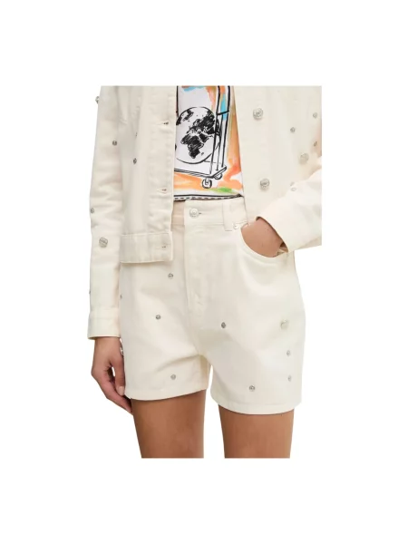Szorty jeansowe Moschino beżowe