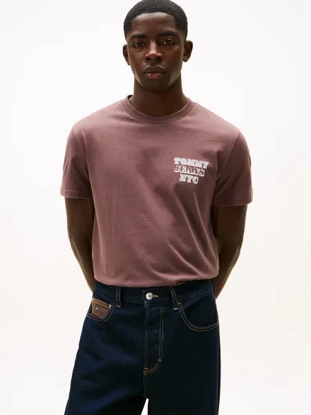 Tommy Jeans Tricou ENTRY BILLS maro alb