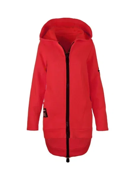 Długa parka Pri z kapturem czerwona