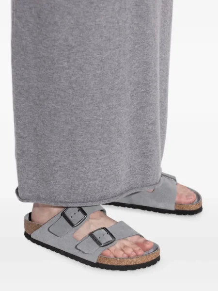 Sandale Birkenstock din piele de căprioară fără toc cu cataramă gri
