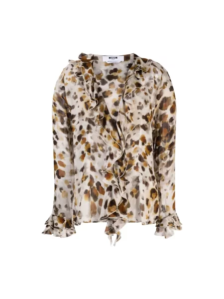 Wielobarwność bluzka Msgm w panterkę beżowa
