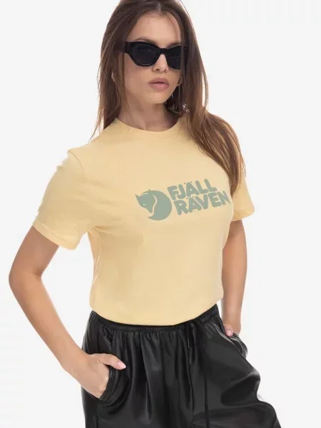 Fjallraven tricou Fjallraven Logo Tee cu imprimeu galben