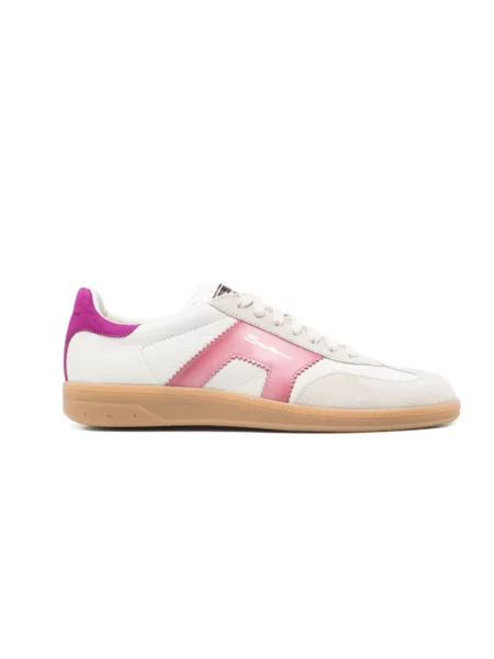 Sneakersy Santoni zamszowe z logo różowe