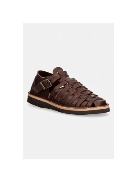 Fracap sandały skórzane czarne full-grain brązowe