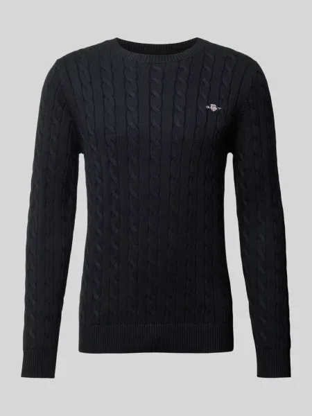Sweter z dzianiny z wyhaftowanym logo Gant czarny
