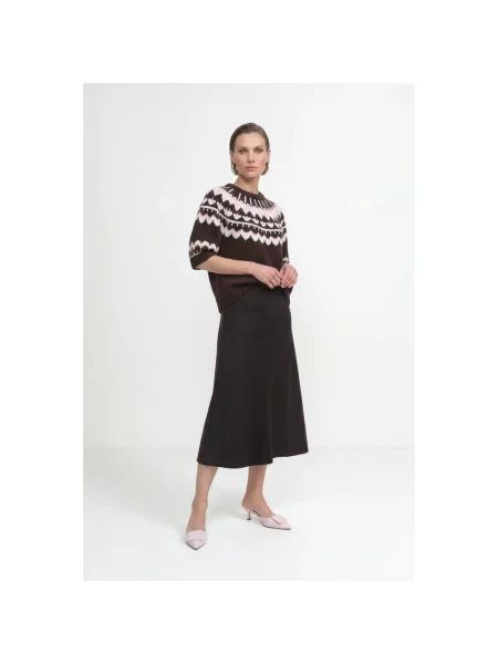 Sweter w stylu dzianiny o kroju regular fit model Jacquard' Rich & Royal brązowy