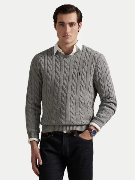 Sweter Ralph Lauren z logo szary
