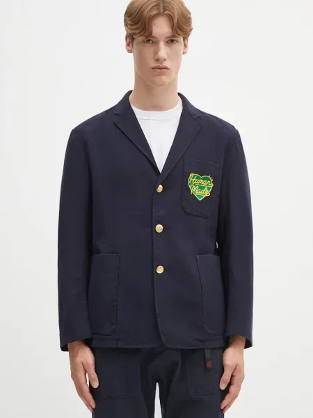 Human Made geacă de lână Wool Blend Blazer bleumarin