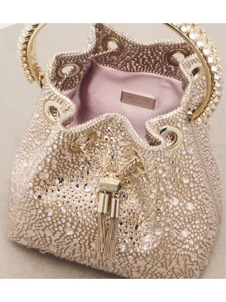 Geantă Jimmy Choo din satin bej