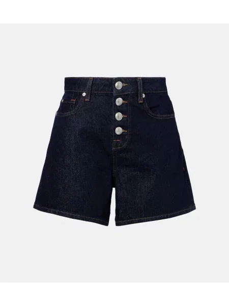 Pantaloni scurți din denim 7 For All Mankind cu talie înaltă albastru